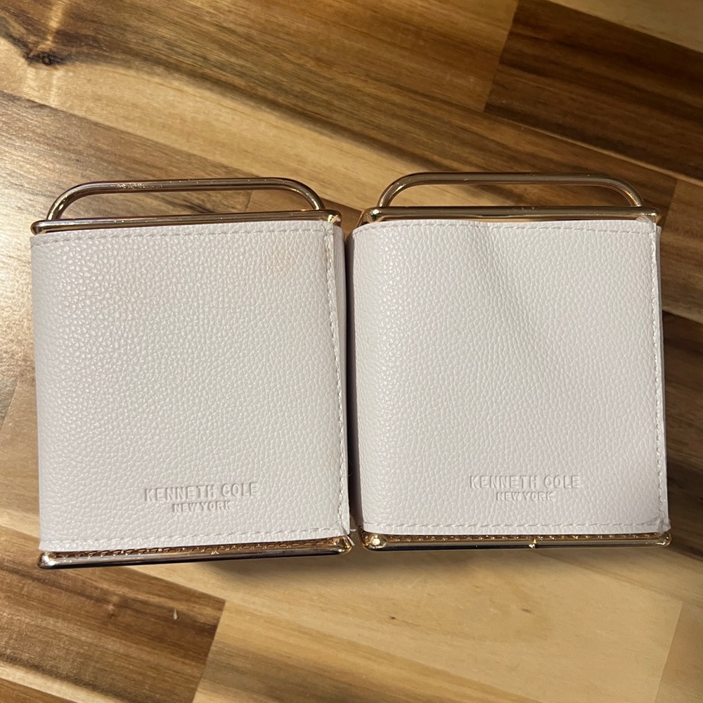Desk / vanity organizer Pen holder white faux leather (2) Kenneth Cole New York